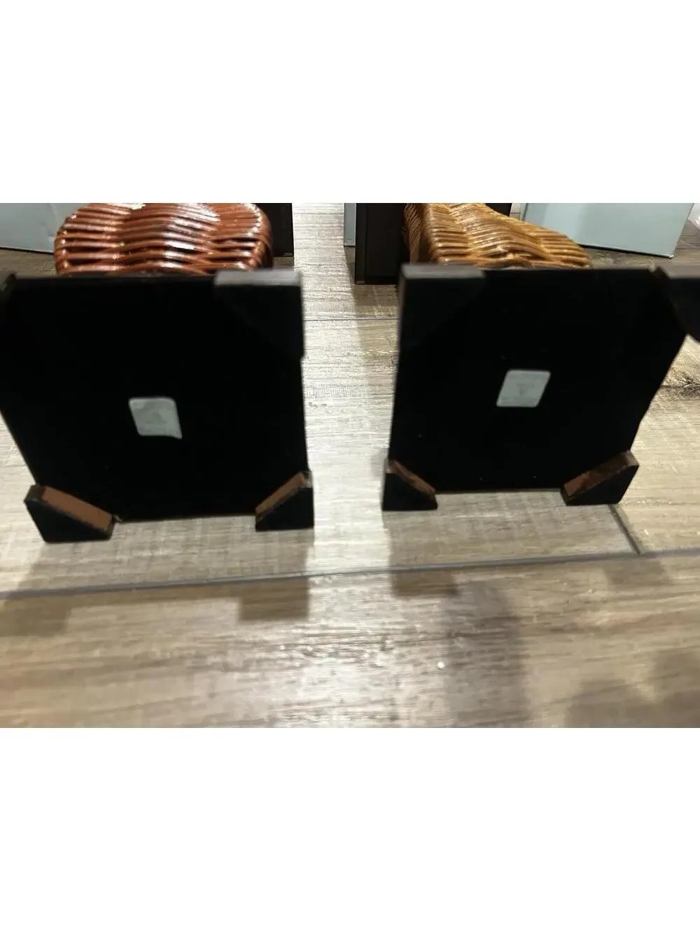 VINTAGE PartyLite ISLAND ESCAPE Metal Rattan Wicker Brown Candle Holders NEW